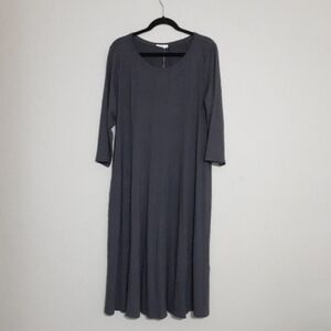 Hot Touch Elegant Gray Women's Dress Aline Midi Pull On XXL Casual Office Beach